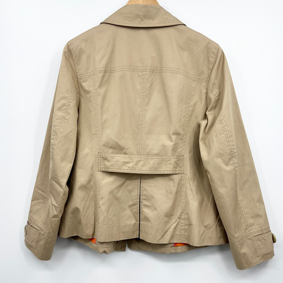 L.L. Bean Double Breasted Trench Lined‎ Coat Jacket Medium Tan Button Up - Picture 7 of 7